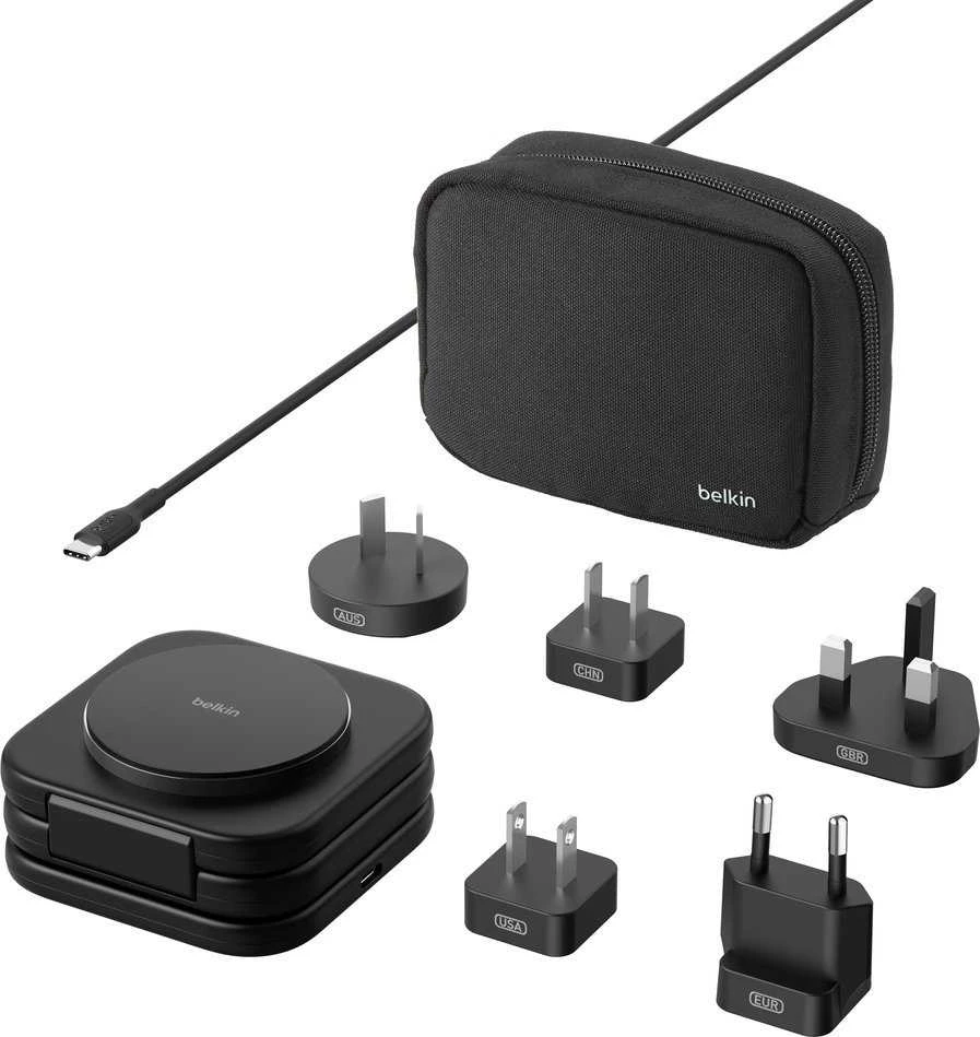 Belkin BOOST CHARGE PRO QI2 3-IN-1/MAGN kelioninis įkroviklis 15W, juodas