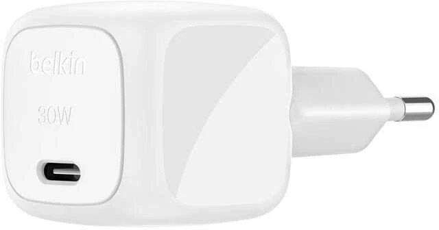 Belkin USB-C PD 30W, mažas, baltas + USB-C kabelis