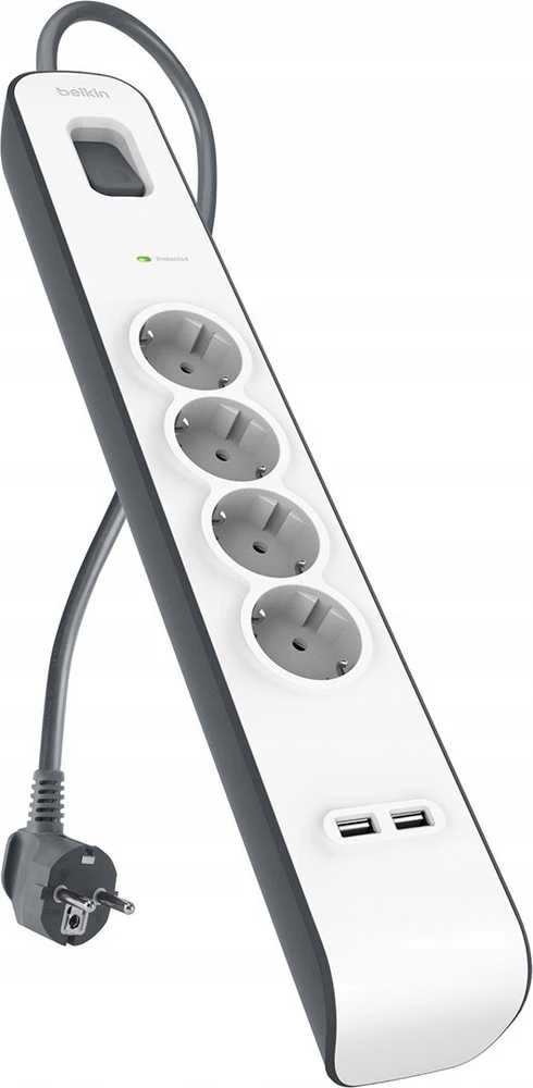 Belkin 525J, 4 Schuko lizdai, 2x USB-A, 2m