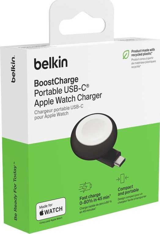 Belkin nešiojamas kroviklis USB-C Apple Watch, juodas (WIZ022GLBK-B1)