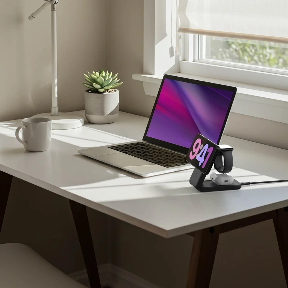 „Belkin UltraCharge 25W Qi2“ magnetinis 3 viename sulankstomas įkroviklis, juodas WIZ036kqBK
