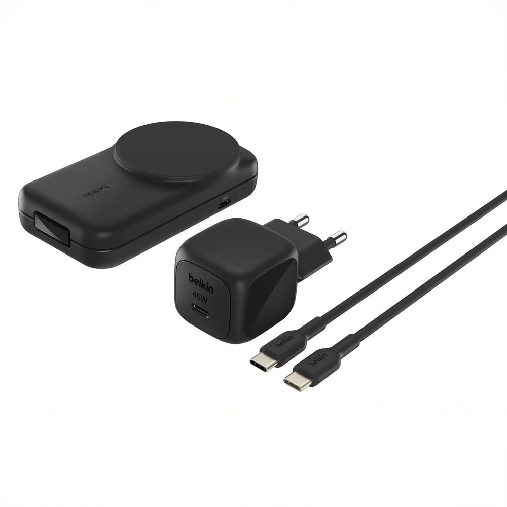 Belkin „UltraCharge“ 25 W Qi2 magnetinis 2 viename sulankstomas įkroviklis, juodas WIZ038kqBK