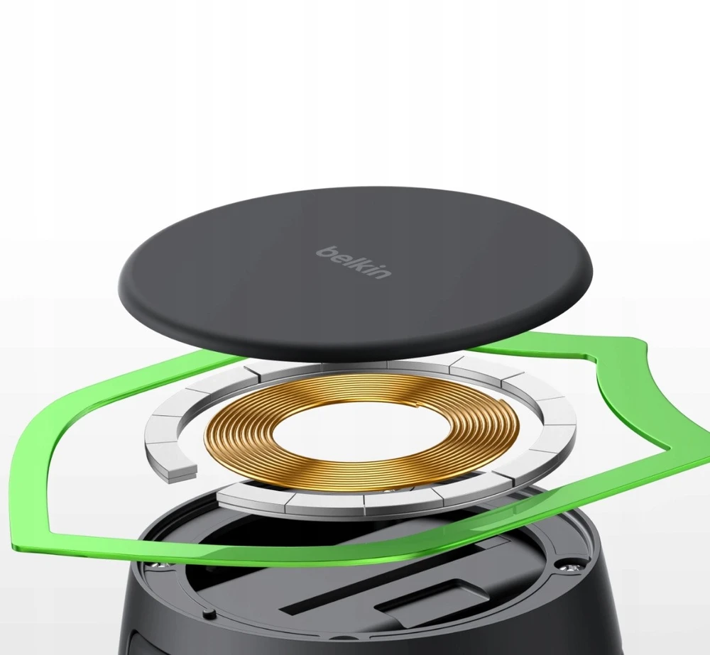 Įkroviklis Belkin UltraCharge Pro Qi2 25W magnetyczna 2w1 Grafitowa (WIZ043KQCH)