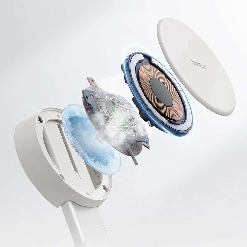 Belkin UltraCharge Pro magnetinis 2-in-1 Qi2 25W, smėlio spalvos