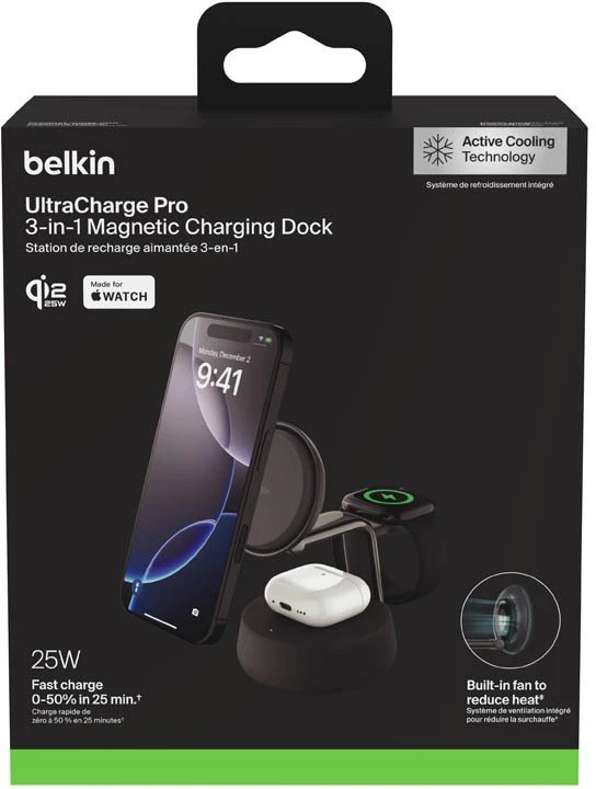 Belkin UltraCharge Pro 25W Qi2 mag.3-in-1 Ladest.sw. WIZ040kqCH