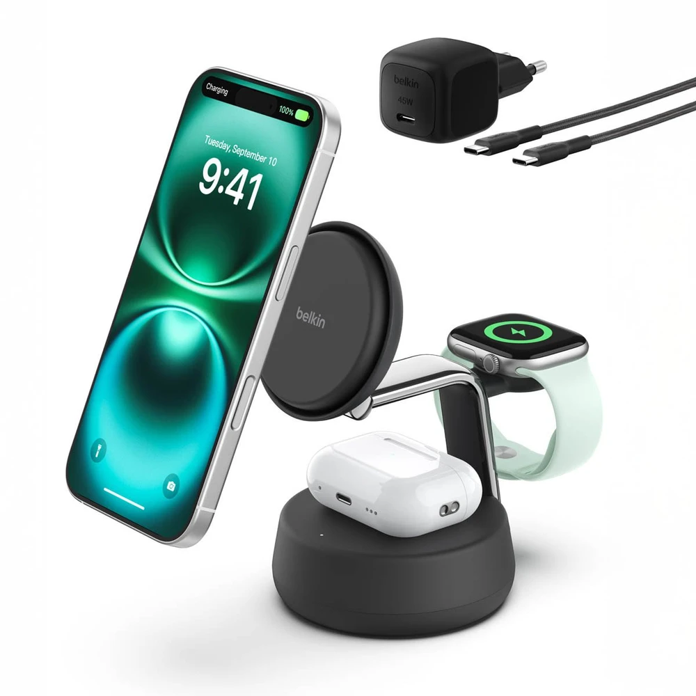 Belkin UltraCharge Pro 25W Qi2 mag.3-in-1 Ladest.sw. WIZ040kqCH