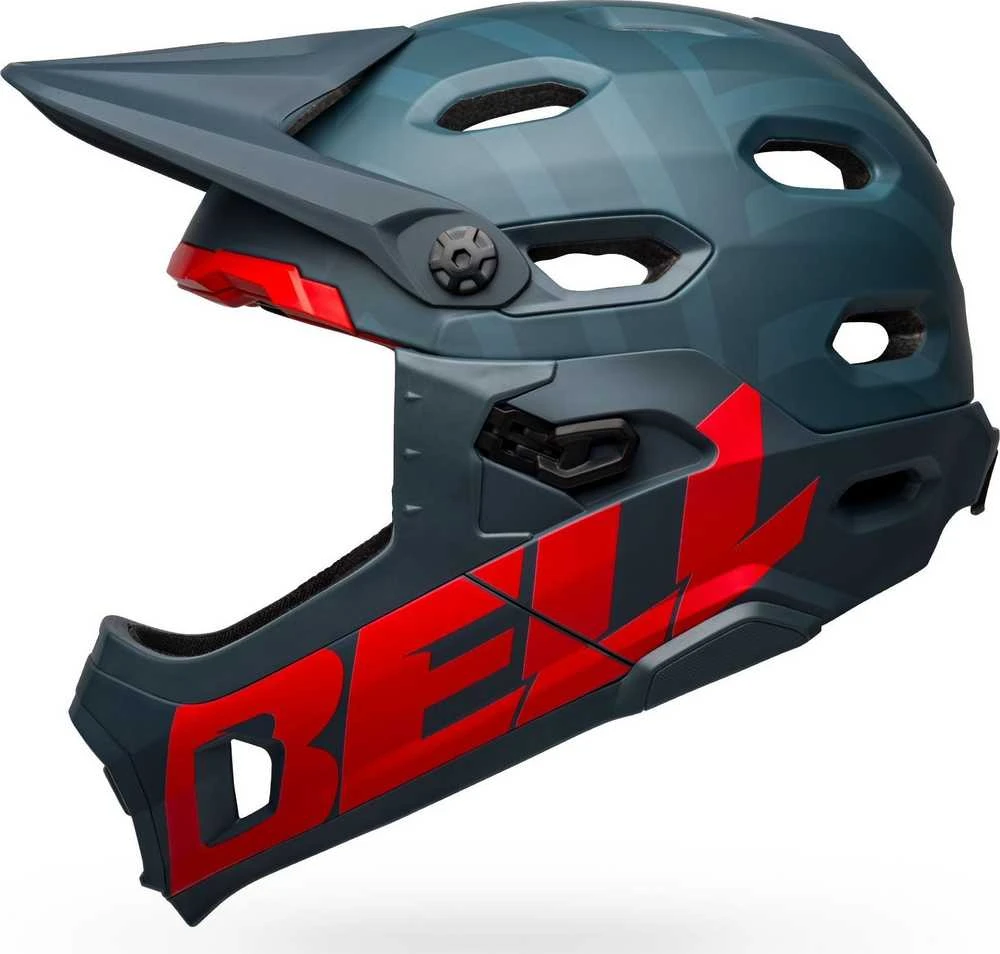 Bell Kask uždaros konstrukcijos BELL SUPER DH MIPS SPHERICAL matinės mėlynos tamsiai raudonos spalvos dydis S (51-55 cm)