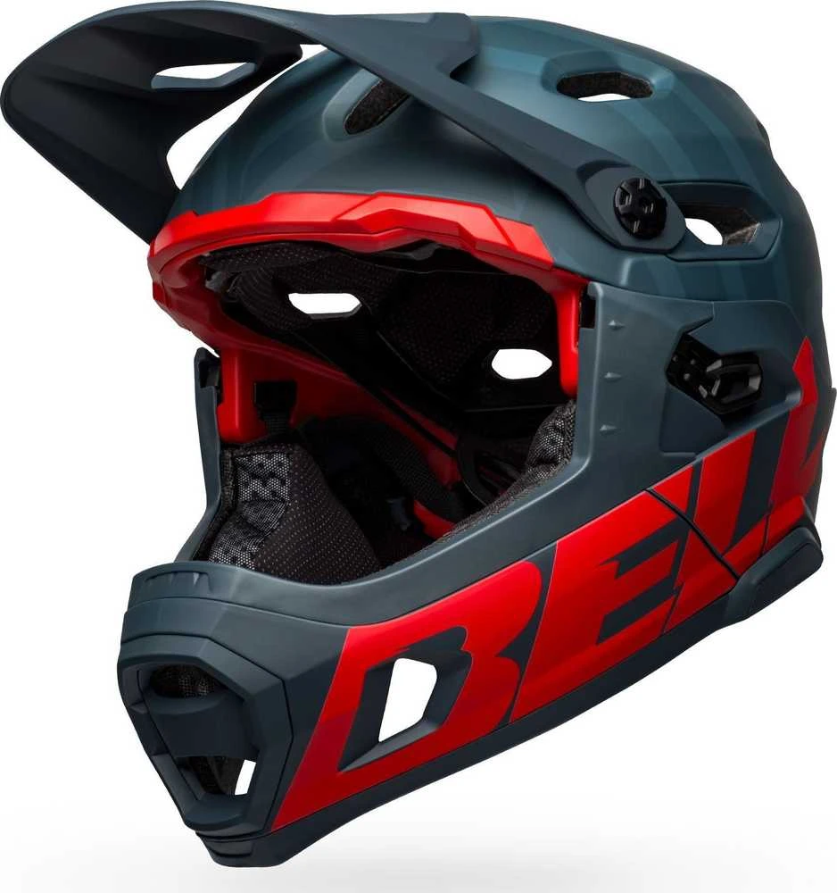 Bell Kask uždaros konstrukcijos BELL SUPER DH MIPS SPHERICAL matinės mėlynos tamsiai raudonos spalvos dydis S (51-55 cm)