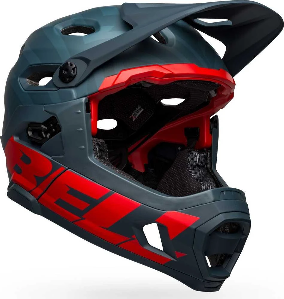 Bell Kask uždaros konstrukcijos BELL SUPER DH MIPS SPHERICAL matinės mėlynos tamsiai raudonos spalvos dydis S (51-55 cm)