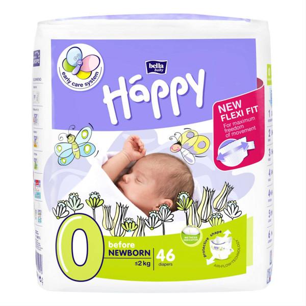 BELLA Baby Happy sauskelnės neišnešiotiems kūdikiams 0 PRIEŠ NAUJAGIMĮ iki 2kg 46 vnt. aprašymas - Prekės nuotrauka