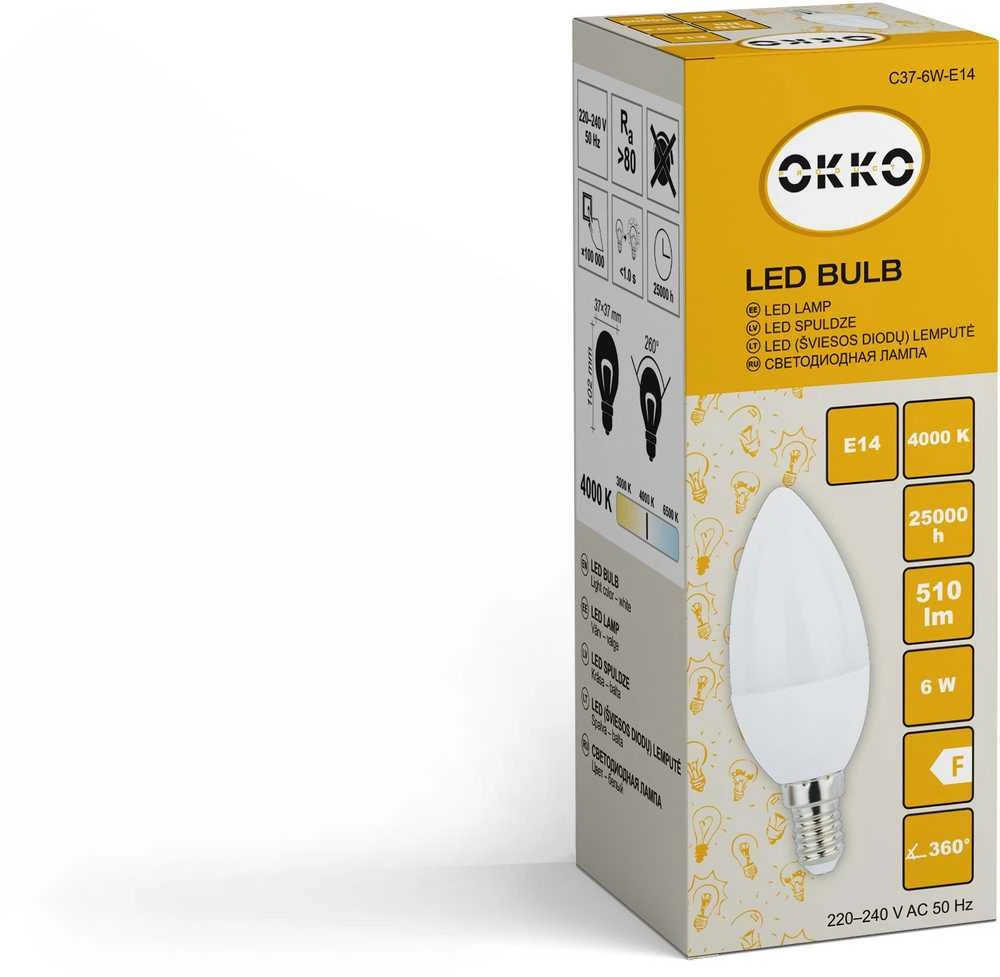 Okko Bemko LED BULB C37 6W E14 510LM 4000K MATTE