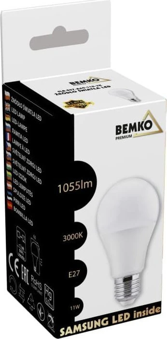Bemko 11W LED lemputė, E27, 3000K, 220°
