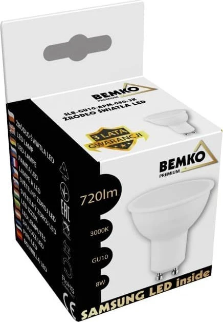 Bemko 8W LED lemputė, GU10, 3000K, 120°