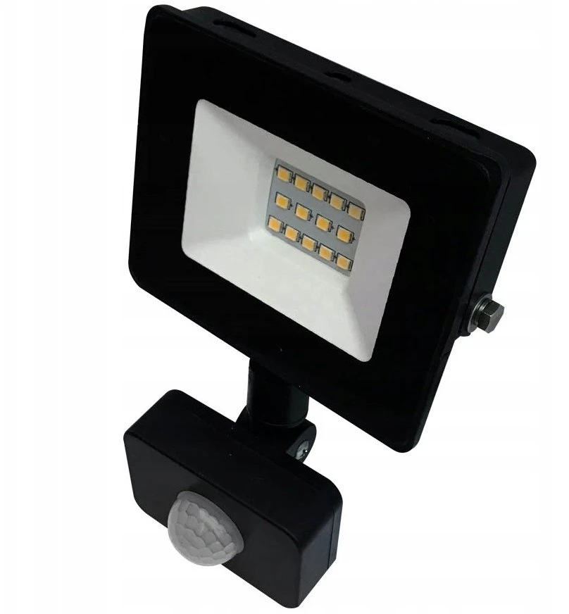 Bemko 10W LED prožektorius su judesio davikliu KASTEL, juodas, 4000K, IP65, 120°
