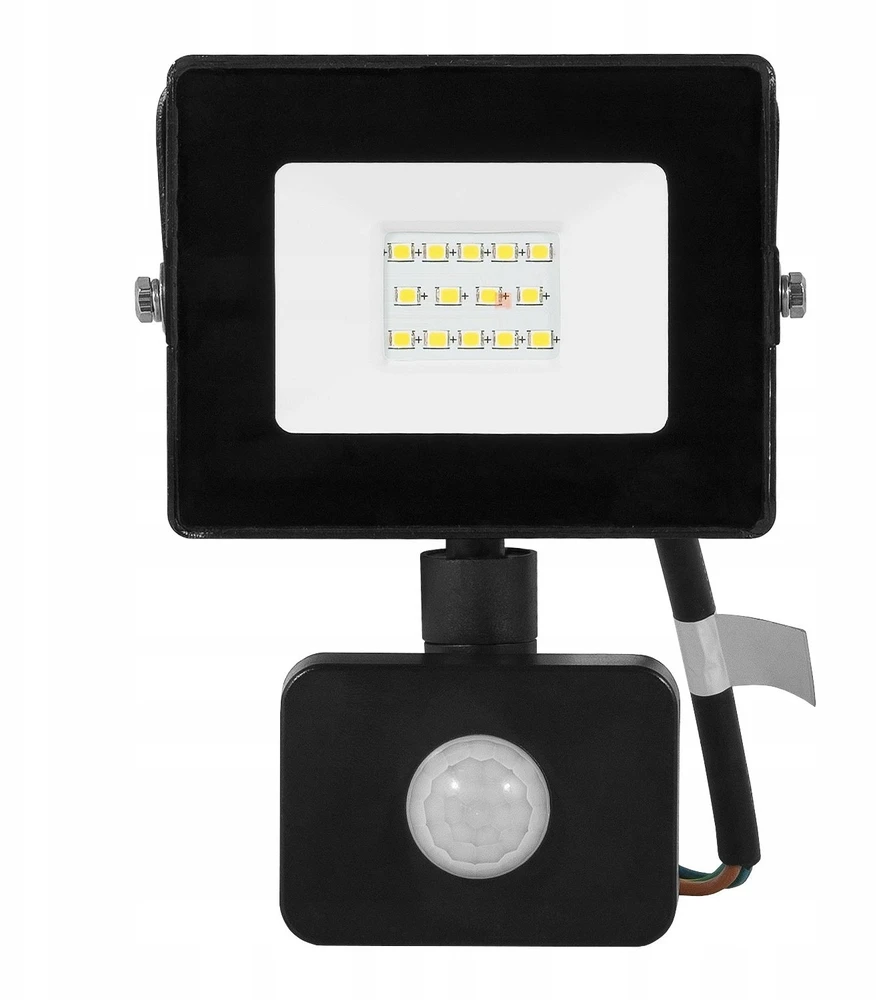 Bemko 10W LED prožektorius su judesio davikliu KASTEL, juodas, 4000K, IP65, 120°