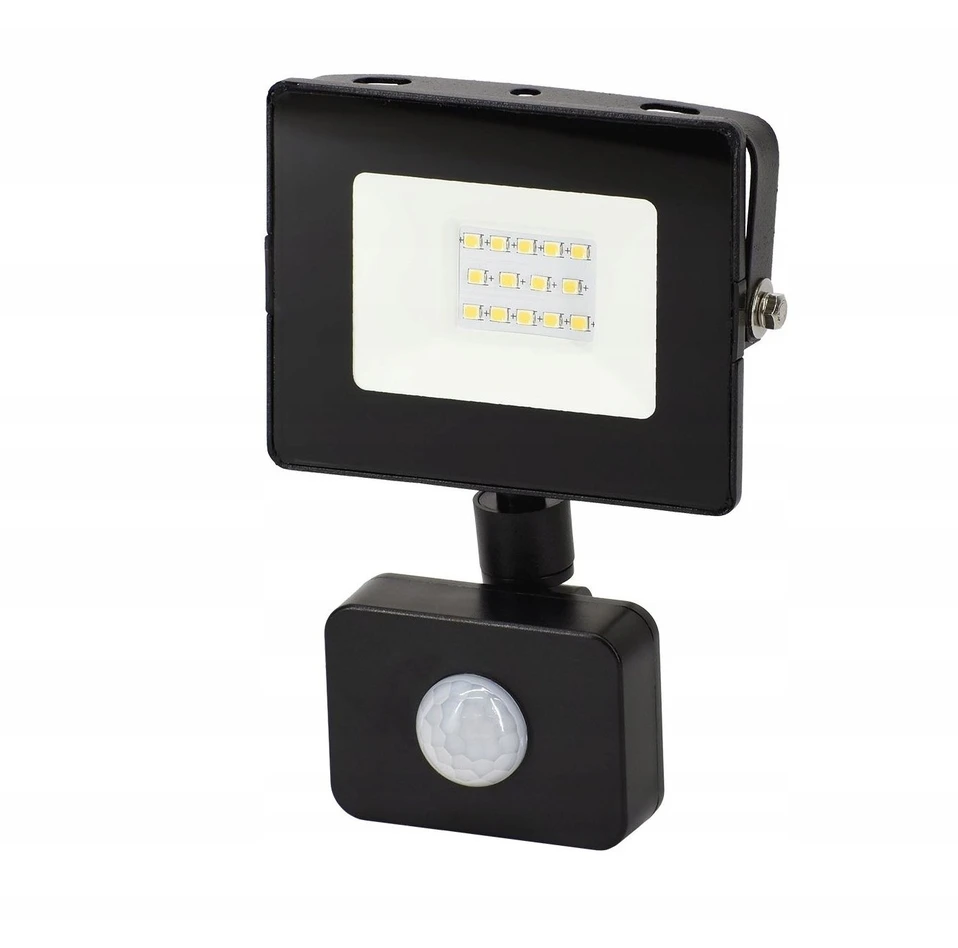 Bemko 10W LED prožektorius su judesio davikliu KASTEL, juodas, 4000K, IP65, 120°
