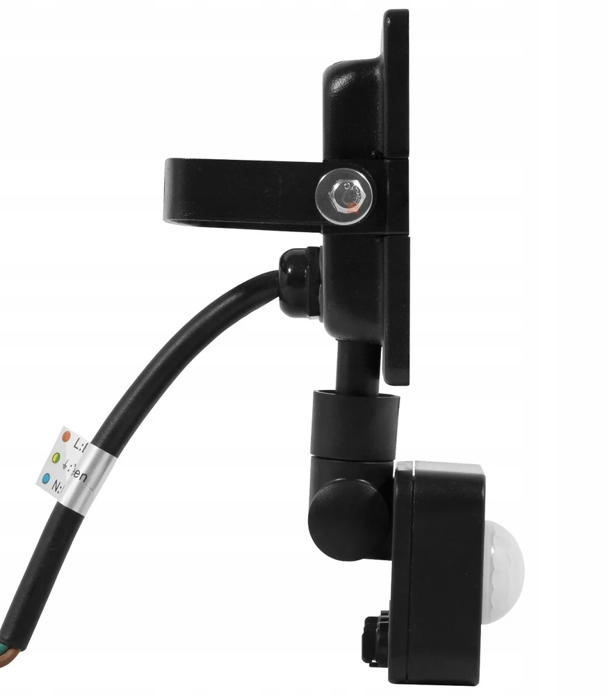 Bemko 10W LED prožektorius su judesio davikliu KASTEL, juodas, 4000K, IP65, 120°