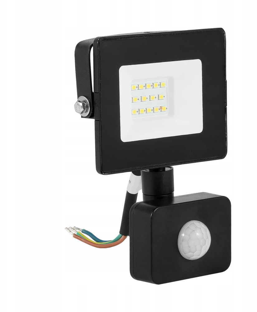 Bemko 10W LED prožektorius su judesio davikliu KASTEL, juodas, 4000K, IP65, 120°