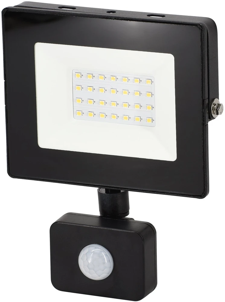 Bemko 20W LED prožektorius su judesio davikliu KASTEL, juodas, 6000K, IP65
