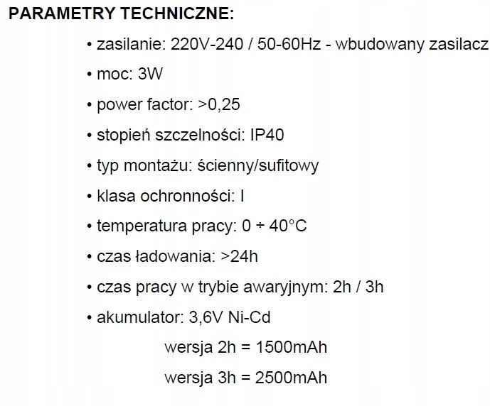 Bemko 3W LED paviršinis avarinis šviestuvas SKALER, baltas, 6000K, IP40, 3h veikimas autonominiu režimu, 120°