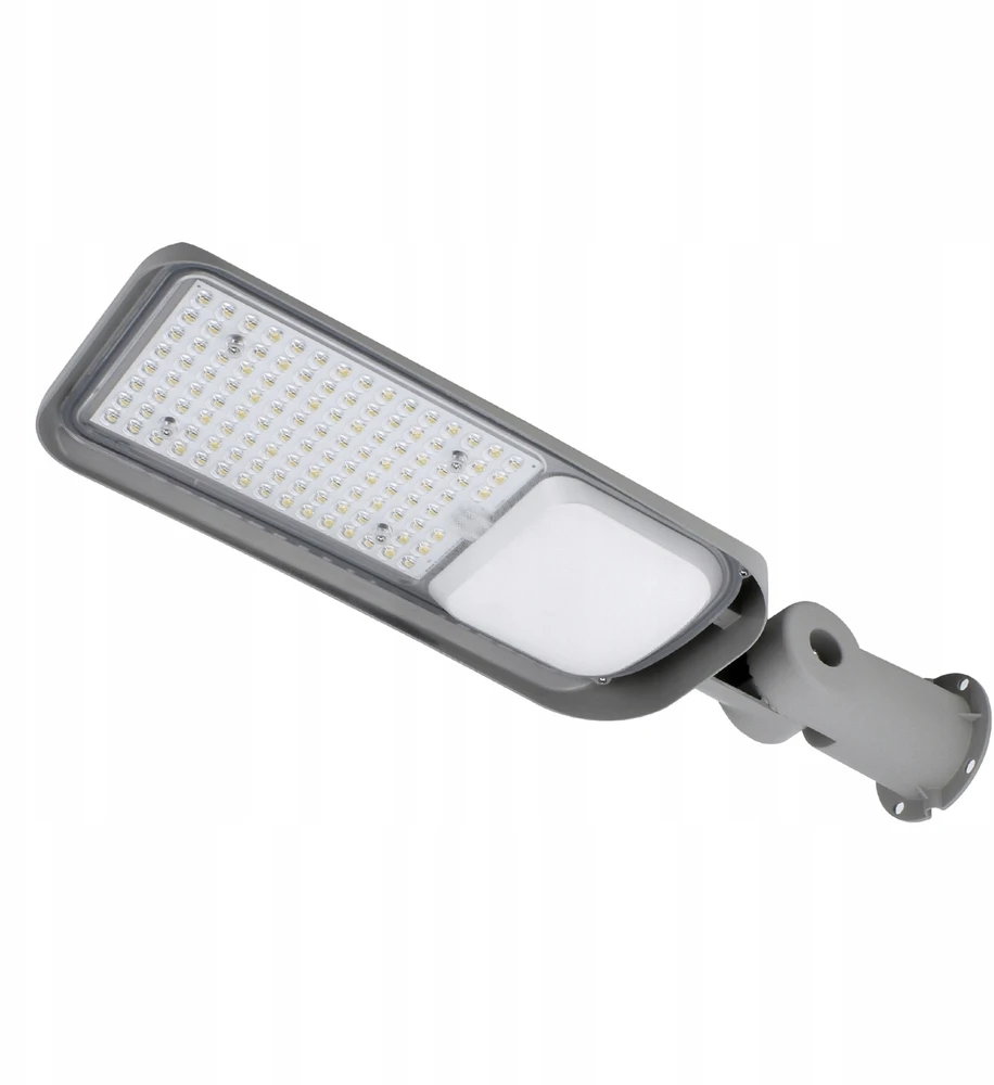 Bemko 100W LED gatvės šviestuvas su šviesos jutikliu JAZMIN, šviesiai pilkas, 4000K, IP65, 140°x70°