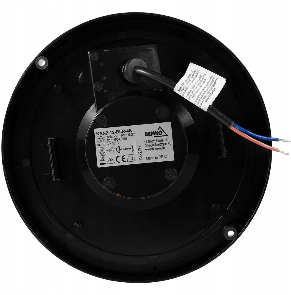 Bemko 12W LED plafonas KANLO, juodas, 4000K, IP54, 120°