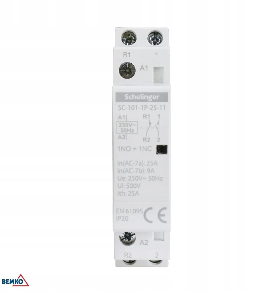 Bemko STYCZNIK MODUŁOWY SC101 1P 25A TYP 11 (1NO+1NC) SCHELINGER A62-SC-101-1P-25-11