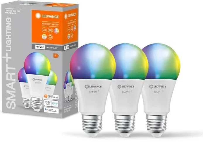 Ledvance 9W LED lemputė SMART+ WIFI CLASSIC MULTICOLOUR, E27, RGBW, 3vnt. pakuotė