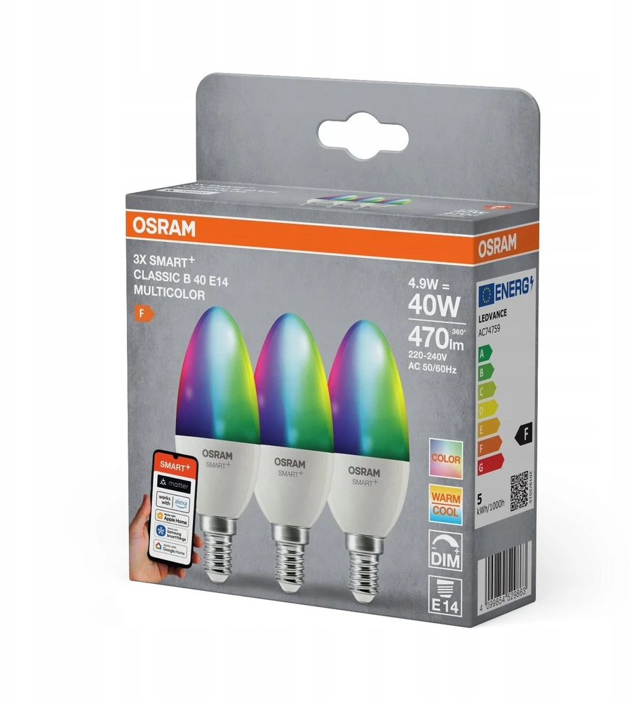 Ledvance Išmanioji LED lempa SMART WIFI, B38, 5W, E14, 470lm,RGBX3VNT