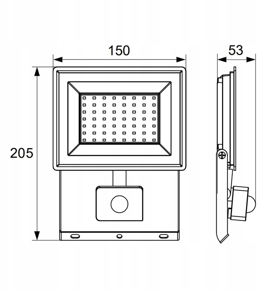 Kafler 30W LED prožektorius KASTEL, juodas, 4000K, IP65, su judesio davikliu