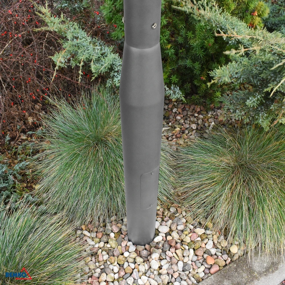 Bemko sulankstomas apšvietimo stulpas, stiebo skersmuo: 60 mm, 3 m pagrindas 160x160 mm, rutulys
