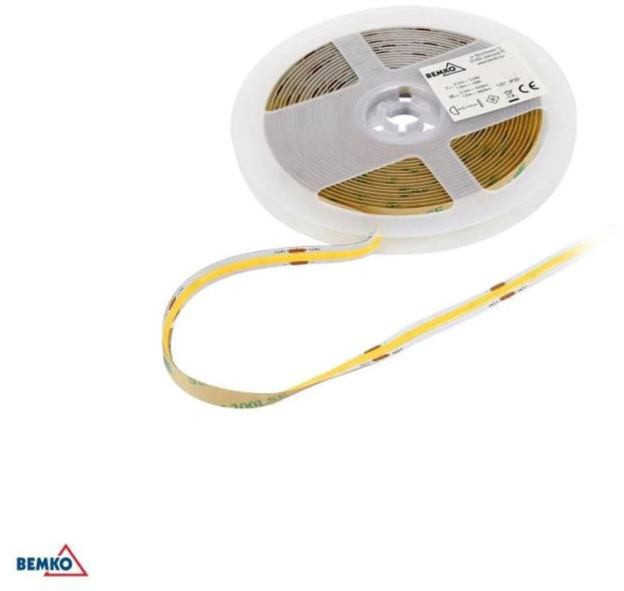 Bemko 12W/m LED COB juosta PREMIUM, 12V, 4000K, 5m ritė