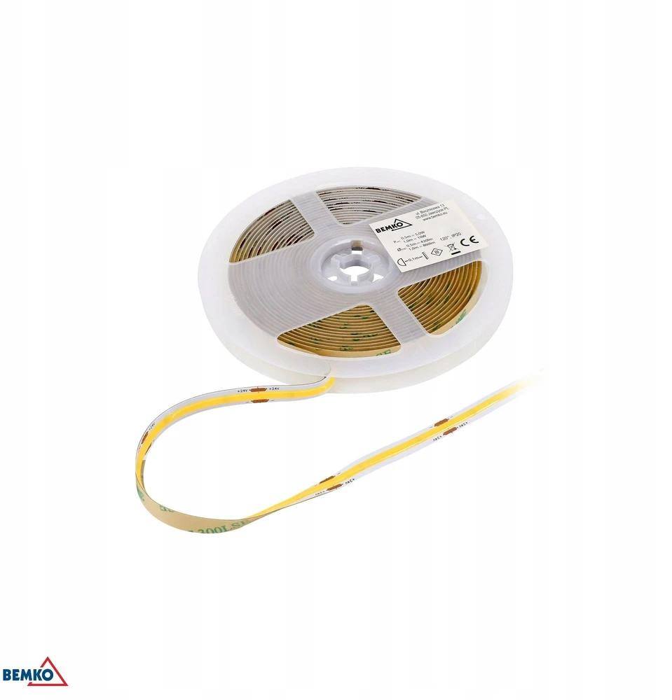Bemko 14W/m COB LED juosta PREMIUM, 24V, 480LED/m, 6500K, IP20, 5m ritė