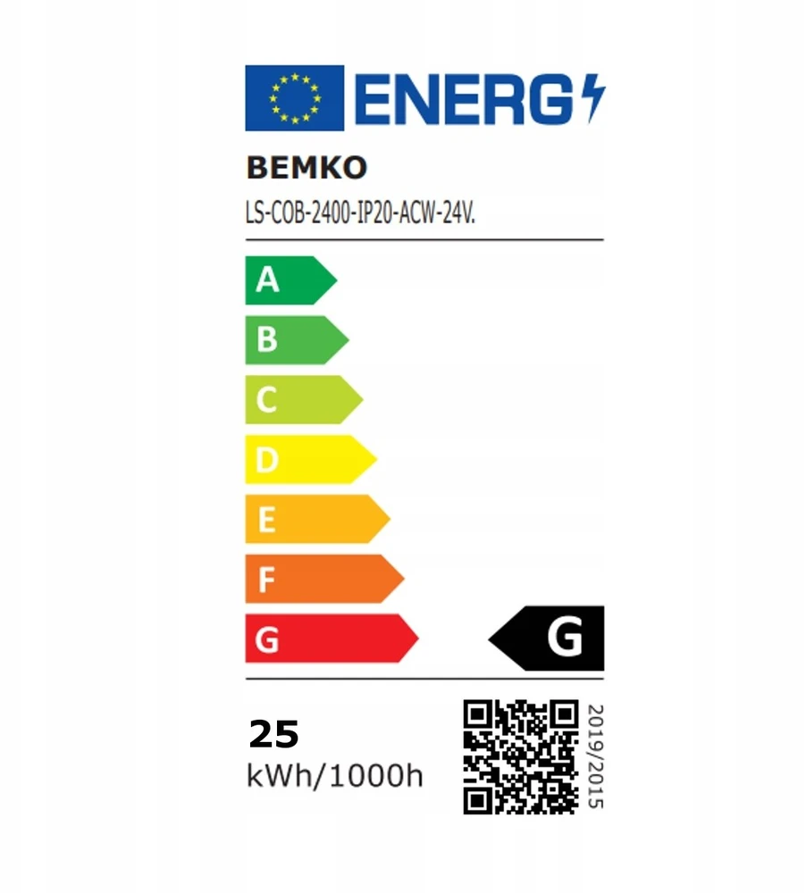 Bemko 14W/m COB LED juosta PREMIUM, 24V, 480LED/m, 6500K, IP20, 5m ritė