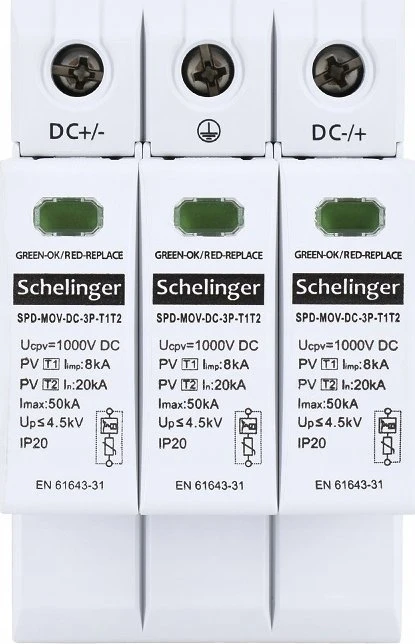 Bemko viršįtampio ribotuvas 3P 8kA DC 1000V KLASĖ T1T2 SCHELINGER