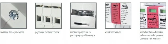 Viršįtampių ribotuvas 3P DC 1000V T2 klasės su SCHELINGER dujų kibirkšties tarpikliu