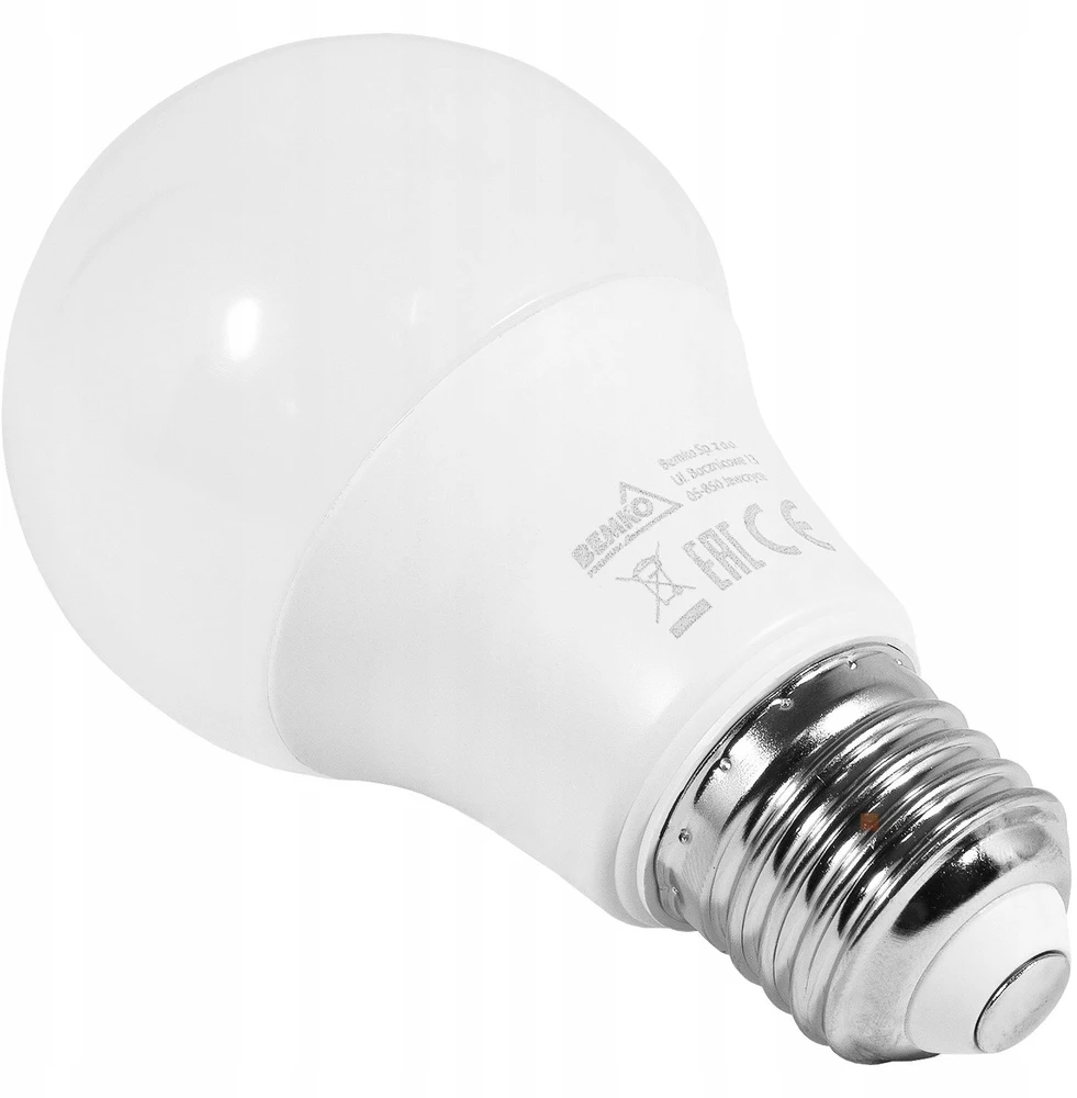 Bemko 9,5W LED lemputė, E27, 6500K, 220°