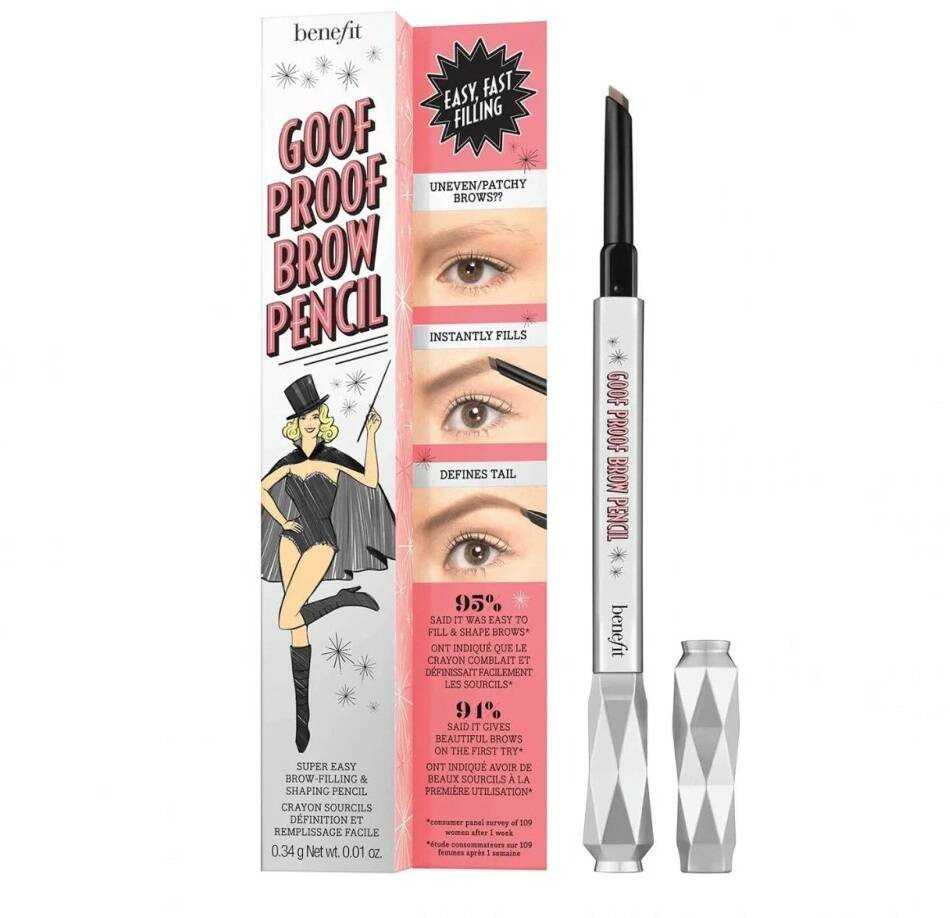 Benefit Goof Proof Brow Pieštukas antakių pieštukas, atspalvis: 3.75 Warm Medium Brown, 0.34 g