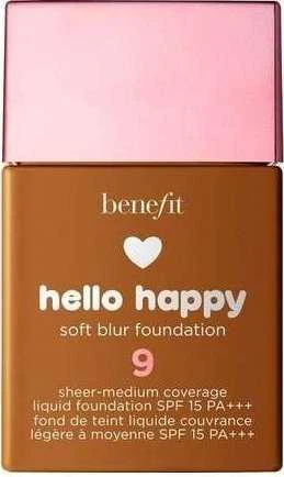 Skystas makiažo pagrindas „Benefit Hello Happy Soft Blur Matte Finish“ 09 Deep Neutral SPF 15, 30 ml