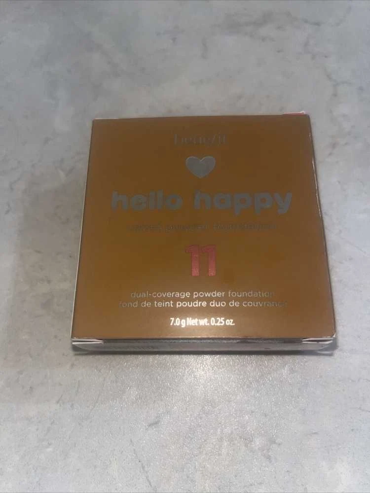 „Benefit Hello Happy Velvet Matte Finish“ kompaktiškas makiažo pagrindas, 11 Dark Neutral, 7 g