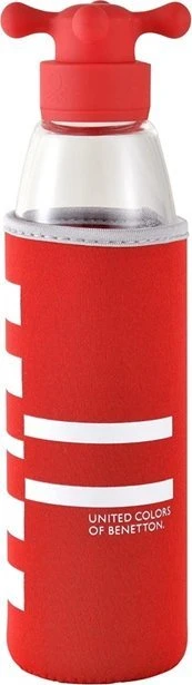 Gertuvė Benetton Stiklinis buteliukas Benetton 500 ml su neopreno įmaute, raudonas BE-0800-RD