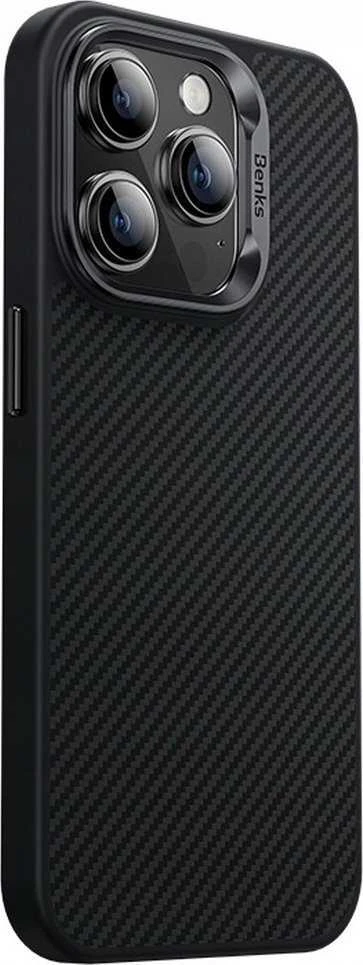 Benks Magnetic Hybrid Armor Pro Kevlar dėklas Metal Frame 600D Apple iPhone 15 Plus juodos spalvos