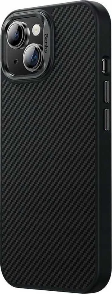 Benks Magnetic Hybrid Armor Pro Kevlar dėklas Metal Frame 600D Apple iPhone 15 Plus juodos spalvos
