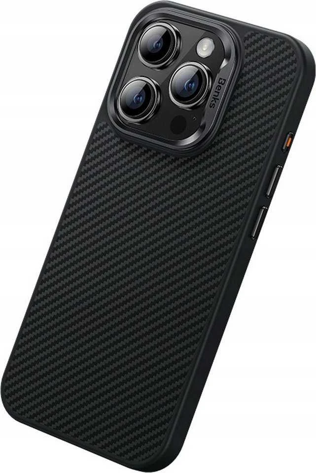 Benks Magnetic Hybrid Armor Pro Kevlar dėklas Metal Frame 600D Apple iPhone 15 Plus juodos spalvos