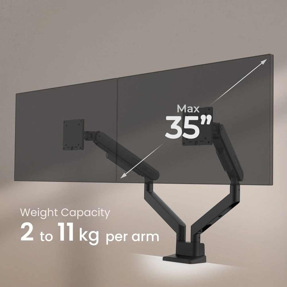 Laikiklis Benq Ergo Dual Monitorius Arm BDL01 | Rotation, Tilt | 17-35 " | Maximum weight (capacity) 11 kg | Juodas