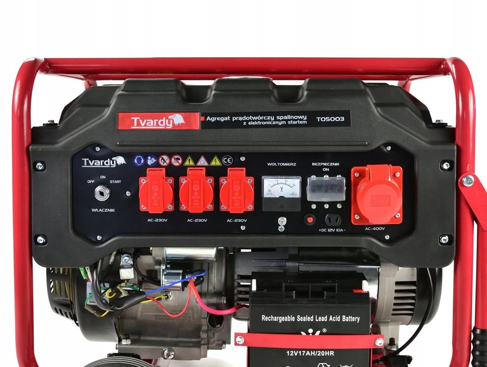 Benzininis trifazis elektros generatorius „Tvardy T05003“, 6600 W, 400 V, elektrinis paleidimas