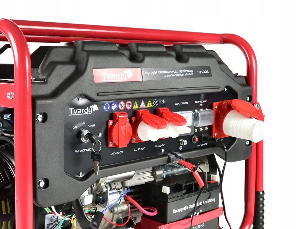 Benzininis trifazis elektros generatorius „Tvardy T05003“, 6600 W, 400 V, elektrinis paleidimas