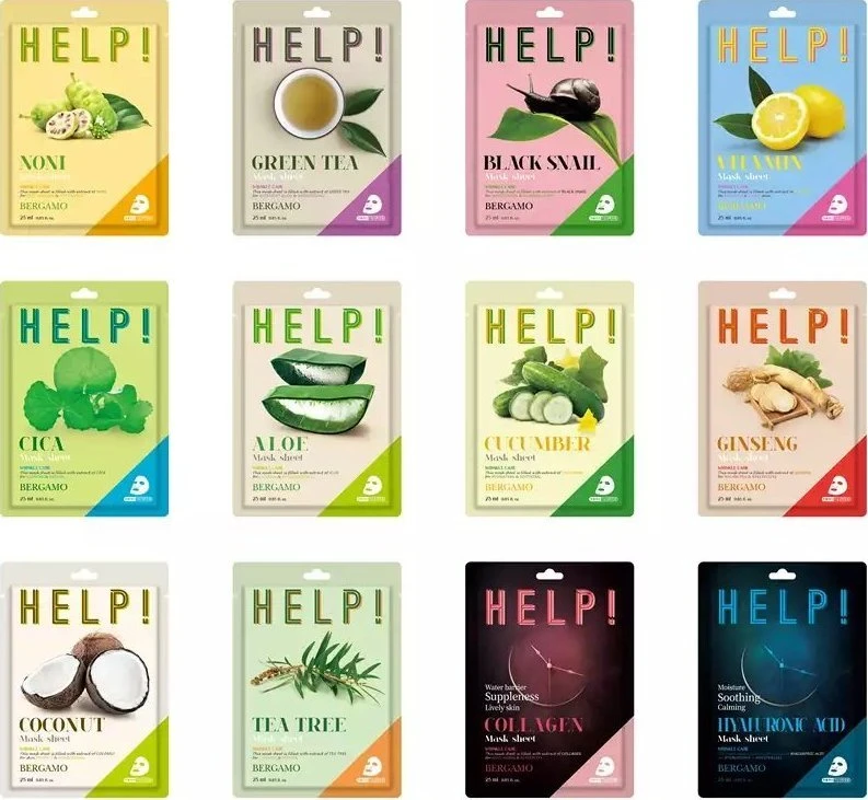 Bergamo Help Lakštinė veido kaukė su hialurono rūgštimi, 25 ml