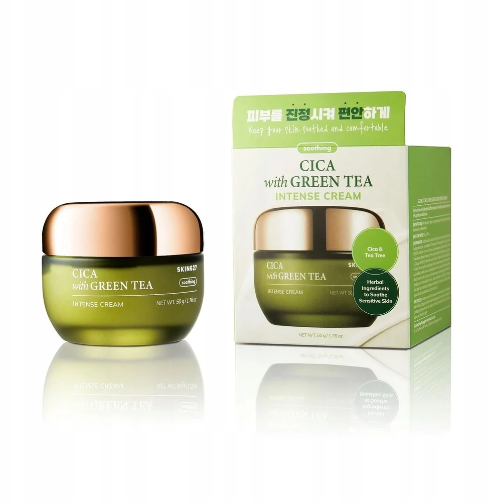 Skin627 Cica With Žalias Tea kojąco-nawilżający krem do twarzy 50g