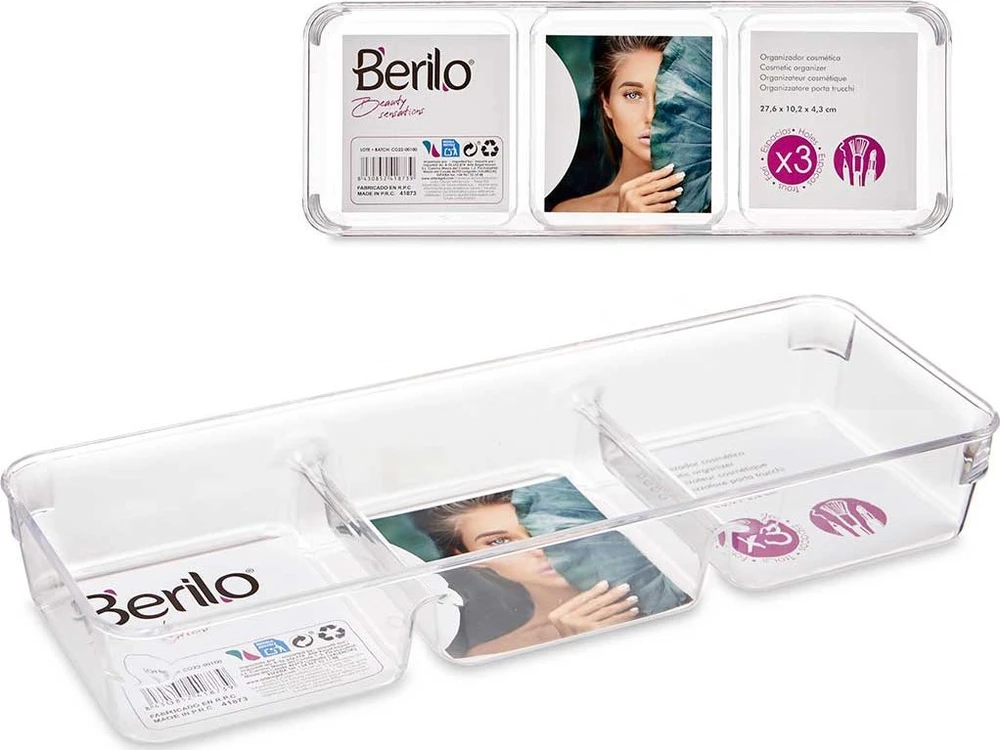 Berilo šepetėlių ir kosmetikos organizatorius SMART, 27,6 x 10,2 x 4,3 cm